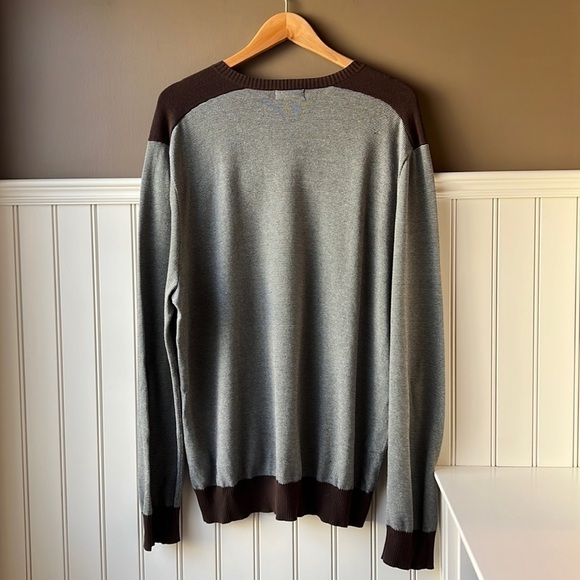 𝅺banana REPUBLIC Brown Striped Cotton V Neck Sweater Size XL - Picture 6 of 8